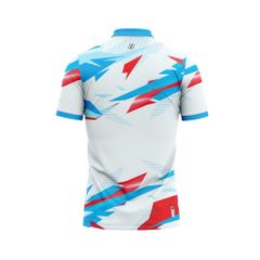 Áo Pickleball - Tennis polo họa tiết trắng phối xanh