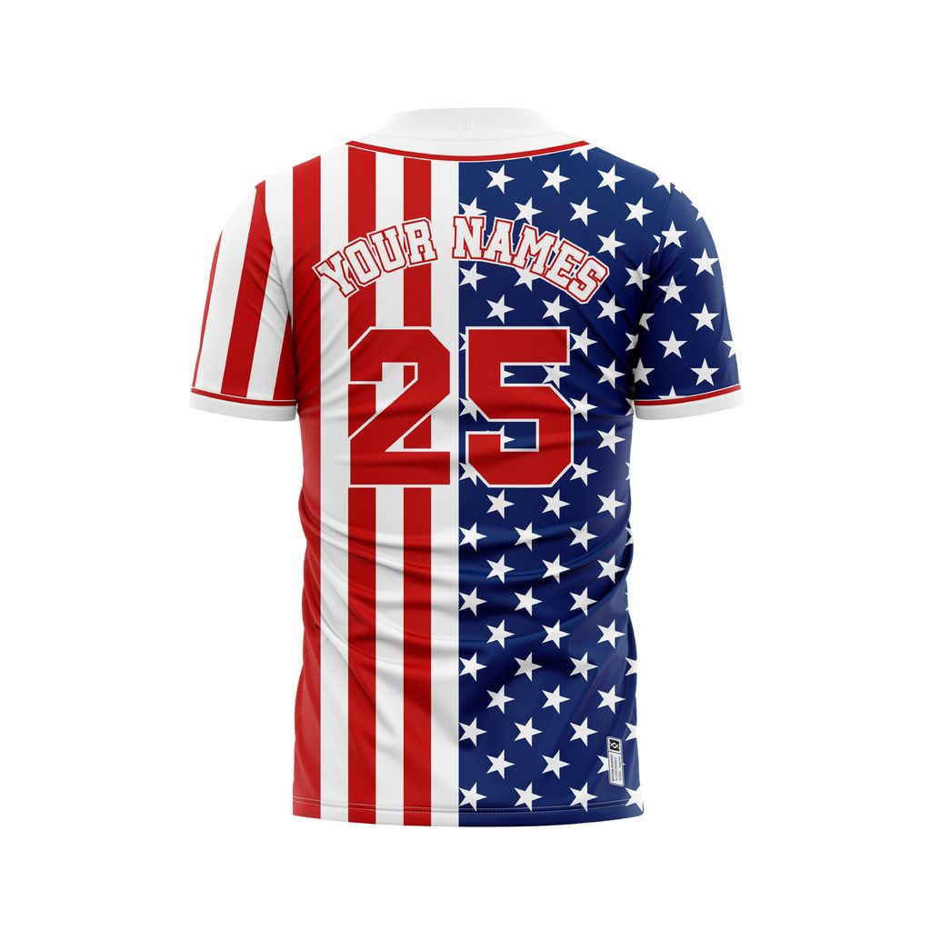 Custom Baseball Jerseys - USA Flag Pattern BB02
