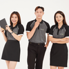 Đồng phục polo phối vai Đen - Xám