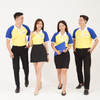  Đồng phục polo phối vai Vàng - Xanh 