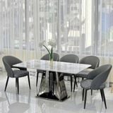  Bàn Ăn Inox Tráng Gương Mặt Đá Selene HAK69 