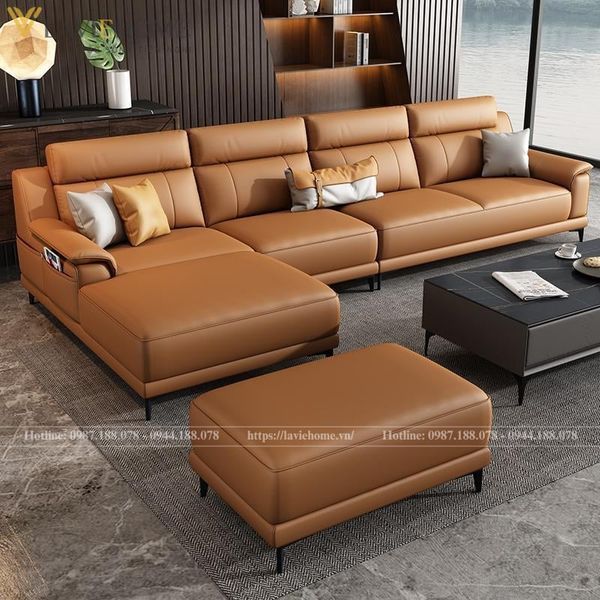 Sofa gỗ da hiện đại Lune
