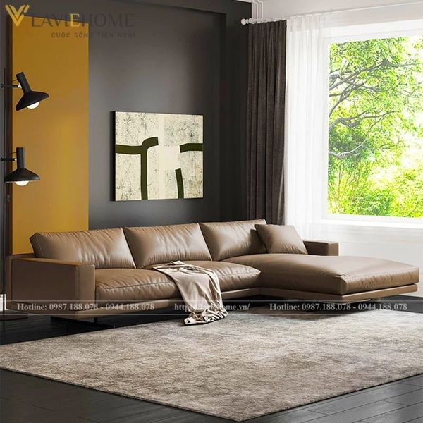 Sofa gỗ da hiện đại Poseidon