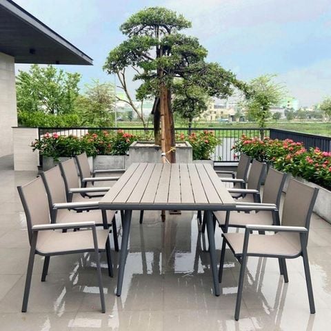 Bàn dài Polywood giả gỗ, chống tia UV, bền màu theo thời gian