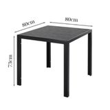  Bàn Vuông Đen Ngoài Trời Khung Nhôm Nan Polywood HPD8 