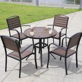  Bàn Tròn Nâu Ngoài Trời Khung Nhôm Nan Polywood HPI1 