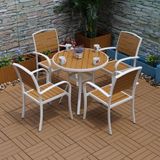  Bàn Tròn Ngoài Trời Khung Nhôm Trắng Nan Polywood HPI2 