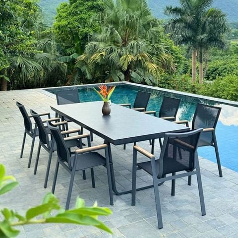 bộ bàn  nhôm đúc 8 ghế sang trọng