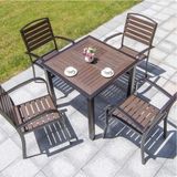  Bàn Vuông Nâu Ngoài Trời Khung Nhôm Nan Polywood DPBV21A1 