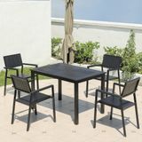  Bàn Chữ Nhật Đen Ngoài Trời Khung Nhôm Nan Polywood DPBV21B 