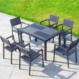  Bàn Chữ Nhật Đen Ngoài Trời Khung Nhôm Nan Polywood DPBV21B 