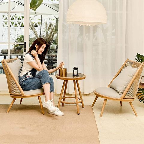 Bộ bàn ghế ban công đan dây ngoài trời, thiết kế sang trọng, bền bỉ