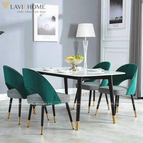  Bộ Bàn Ăn Mặt Đá Hebe + Ghế Saarine 