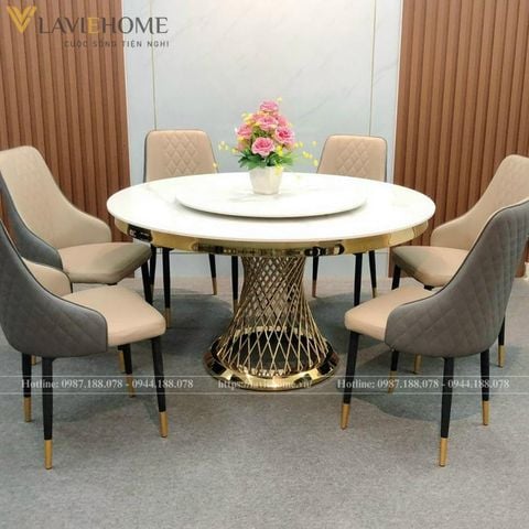  Bàn Ăn Tròn Xoay Medusa 2 Mặt Đá Ceramic 