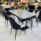  Bộ Bàn Ăn Mặt Đá Oracle + Ghế Caven – Hiện Đại & Sang Trọng 