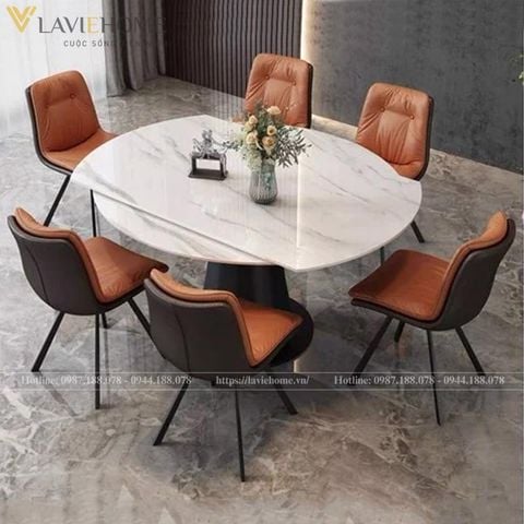  Bộ Bàn Ăn Tròn Thông Minh Mặt Đá Dulcie + Ghế Eyes 