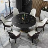  Bộ Bàn Ăn Tròn Xoay Mặt Đá Keisha và Ghế Monet 