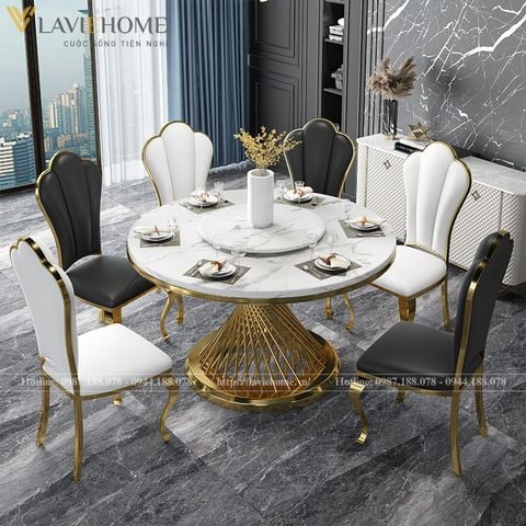  Bộ Bàn Ăn Mặt Đá Medusa + Ghế Queen 