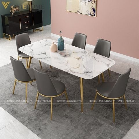  Bộ Bàn Ăn Mặt Đá Agnes Ghế Aurora Thiết Kế Hiện Đại 