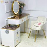  Bàn Trang Điểm AKBP22 – Hiện Đại, Tiện Lợi Với Loa, Sạc Không Dây Và Mặt Kính Cường Lực 