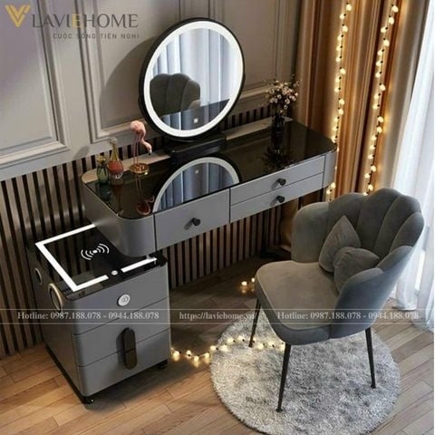  Bàn Trang Điểm AKBP23 – Thiết Kế Hiện Đại, Tích Hợp Loa Bluetooth Và Sạc Không Dây 