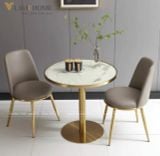  Bàn Tròn Chân Inox Mạ Vàng DPB28 – Sang Trọng, Hiện Đại, Đẳng Cấp 