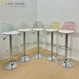  Ghế bar xoay chân mạ lưng nhựa trong DPE07A 