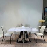  Bàn Ăn Inox Tráng Gương Mặt Đá Selene HAK69 