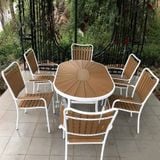  Bộ Bàn Oval Ngoài Trời Khung Nhôm Nan Polywood  HPD9 + HPG4 