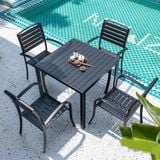  Bộ Bàn Vuông Đen Ngoài Trời HPD8 + HPG6 