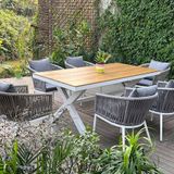  Bàn Sân Vườn DPBV23B - Khung Trắng, Nan Màu Gỗ 