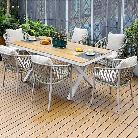 "Bàn ăn dài Polywood ngoài trời, thích hợp cho gia đình, nhà hàng