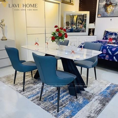  Bộ Bàn Ăn Mặt Đá Lana + Ghế Royal – Sang Trọng & Tinh Tế 