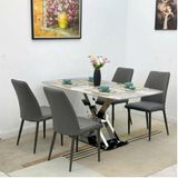  Bàn Ăn Inox Tráng Gương Mặt Đá Hera 