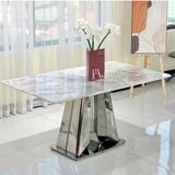  Bàn Ăn Inox Tráng Gương Mặt Đá Selene HAK69 