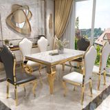  Bàn Ăn Inox Mạ Vàng Mặt Đá Felicia 