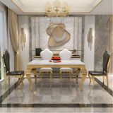  Bàn Ăn Inox Mạ Vàng Mặt Đá Felicia 