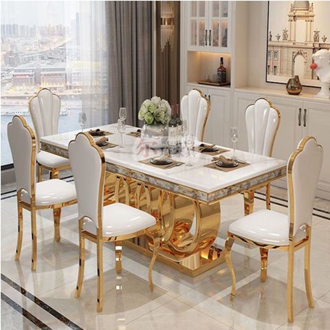 Bàn ăn mặt đá tân cổ điển sang trọng