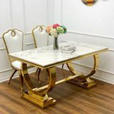  Bàn Ăn Inox Mạ Vàng Mặt Đá Venus 