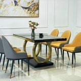  Bàn Ăn Inox Mạ Vàng Mặt Đá Luxury 2 - Đỉnh Cao Sang Trọng Và Hiện Đại 