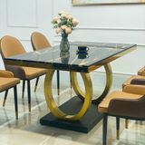  Bàn Ăn Inox Mạ Vàng Mặt Đá Luxury 2 - Đỉnh Cao Sang Trọng Và Hiện Đại 