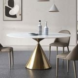  Bàn Ăn Tròn Thông Minh Chân Inox Mạ Đồng Mặt Đá Bonny 