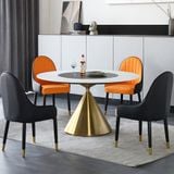  Bàn Ăn Tròn Thông Minh Chân Inox Mạ Đồng Mặt Đá Bonny 