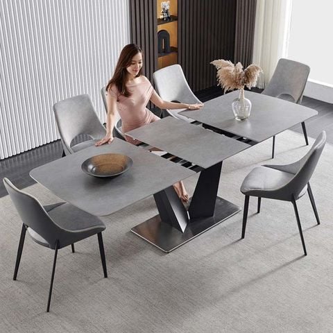 Mẫu bàn ăn kéo dài mặt đá thông minh Ceramic
