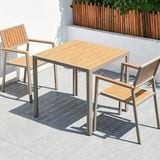  Bàn Vuông Xám Ngoài Trời Khung Nhôm Nan Polywood DPBV20C2 