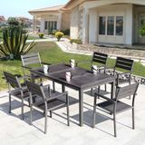  Bàn Chữ Nhật Đen Ngoài Trời Khung Nhôm Nan Polywood DPBV22 