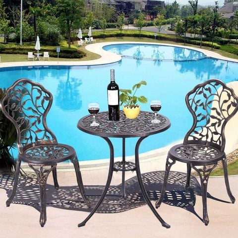 Bộ bàn 2 ghế nhôm đúc sân vườn, thiết kế sang trọng, bền bỉ