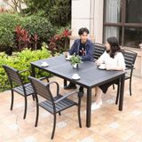  Bàn Chữ Nhật Đen Ngoài Trời Khung Nhôm Nan Polywood DPBV22 