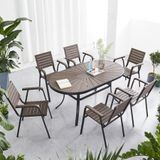  Bàn Oval Nâu Ngoài Trời Khung Nhôm Nan Polywood HPD6 