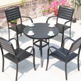  Bàn Tròn Đen Ngoài Trời Khung Nhôm Nan Polywood DPBV20 